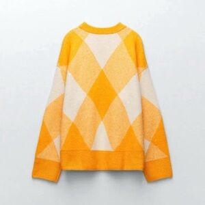 Zara Argyle Jacquard Knit Sweater